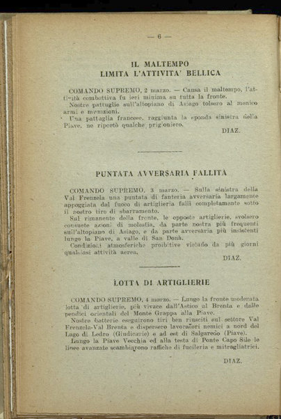 Il diario della nostra guerra : bollettini ufficiali dell'esercito e della marina